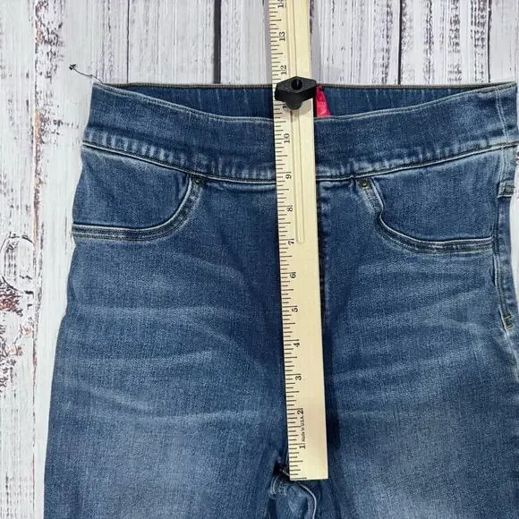 Spanx Flare Crop Jeggings S/P Black Stretch Y2K Raw Hem Pull-On Pants - Picture 3 of 7